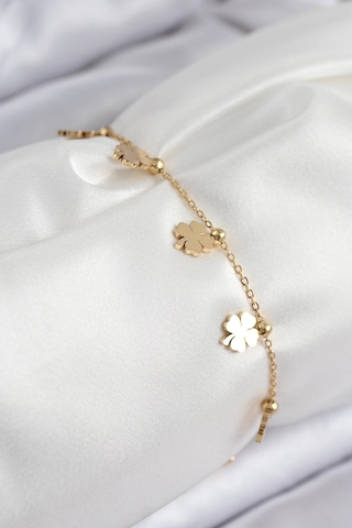 316l Çelik Sıralı Yonca Model Gold Renk Kadın Bileklik Çok Renkli