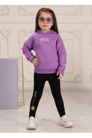Quzucuk Kids Kız Çocuk Tavşan Figürlü Lila Eşofman Takımı Lila
