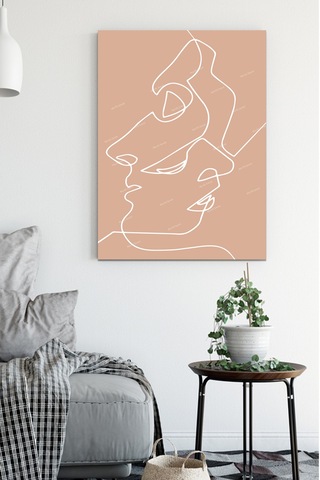 Yüzler ve Suretler Minimalist Modern Sanatsal Kanvas Tablo 50 x 70 s