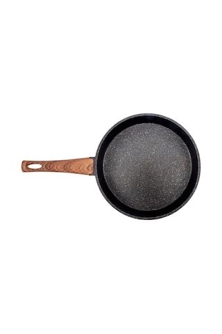 Febern Premium Bio Granit Alüminyum Döküm Nisch Tava Seti - Siyah Koyu Ahşap Kulp