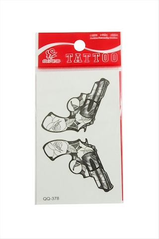 Silah - 440 - Tattoo Dövme Sticker - Csmo-tex - - Beyaz