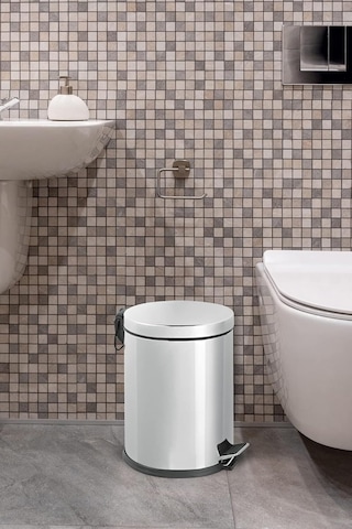 Mutfak Paslanmaz Çelik Pedallı Metal Çöp Kovası 20 Lt Lüx Çöp Kovası Banyo Çok Renkli