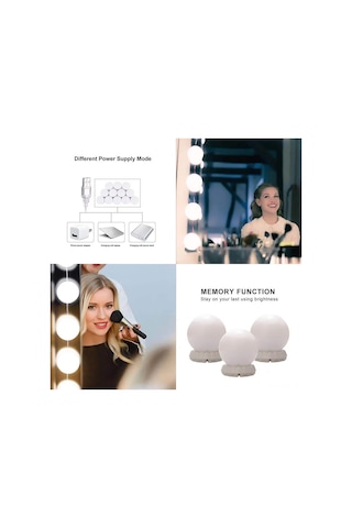 10 Ampul İle Ayarlanabilir 10 Parlaklık Ve 3 Aydınlatma Modu Olan Vanity Led Ayna Işık Seti, Makyaj Makyaj Masası İçin Usb Ayna Işık Dize Beyaz