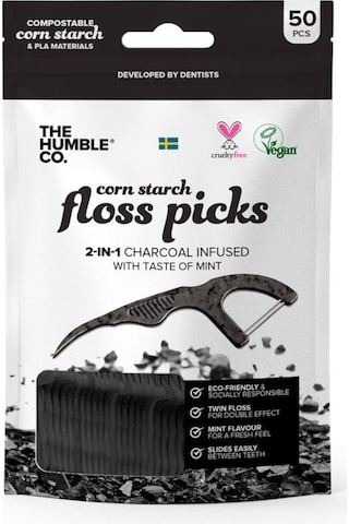 The Humble Co. Floss Picks Kömür Etkili Kürdanlı Nane Aromalı Diş İpi 50'li