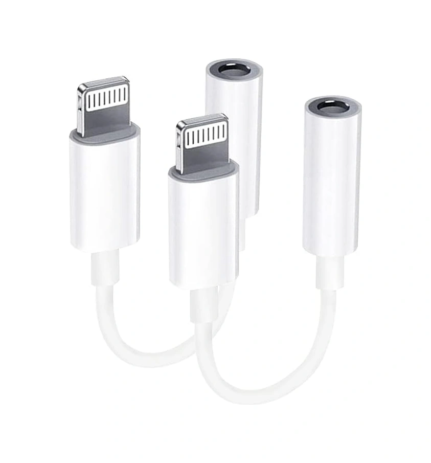 2x Lightning - 3,5 Mm Kulaklık Adaptörü Beyaz Beyaz
