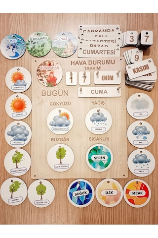 Çocuklar İçin Hava Durumu Takvimi Eğitici Geliştirici Montessori Set