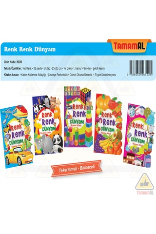 Şekilli Boyama Kitabı Renk Renk Dünyam Okul Öncesi 5 Kitap Seti