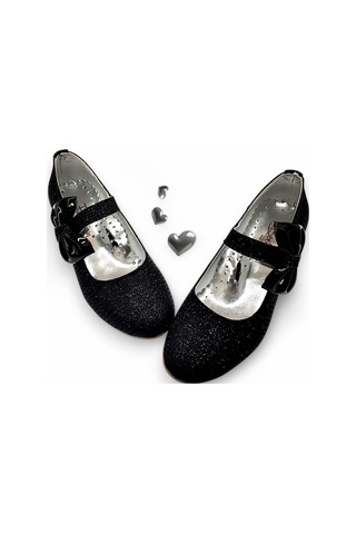 Beebron Ortopedik Topuklu Abiye Kız Çocuk Ayakkabı Shining Series Abiayk2401 Simli Siyah Siyah - Simli