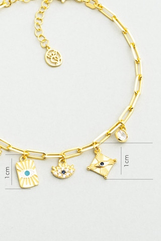 So Chic Bereket Işıltısı 18 Ayar Sarı Altın Kaplama 20 Cm Gümüş Bileklik Sarı