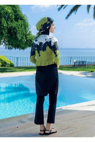 Mayovera Batik Siyah Kapalı Tesettür Tasarım Mayo