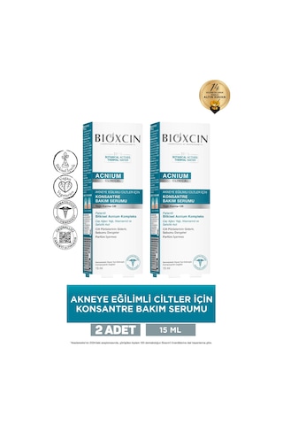 Bioxcin Acnium Karma Ve Yağlı Ciltler İçin Konsantre Bakım Serumu 15 Ml 2 Adet