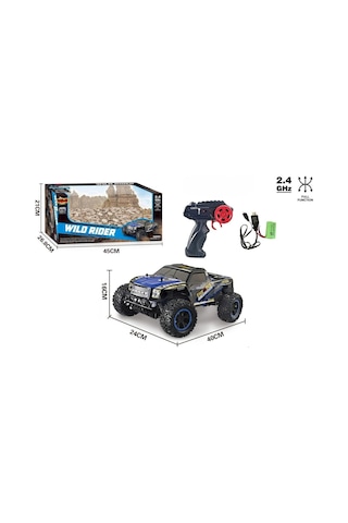 Şarjlı 1:10 Rc Dev Off-road Araba 15km/h Hızlı Arazi Aracı 40 Cm - Mavi