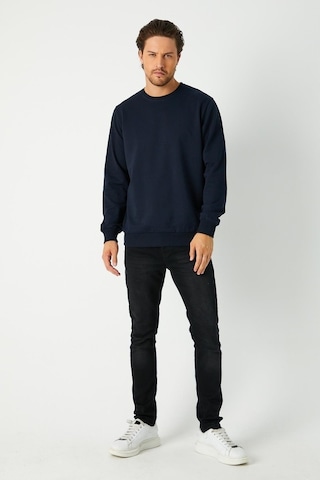 MMetalic Erkek Lacivert Basic Bisiklet Yaka Sweatshirt