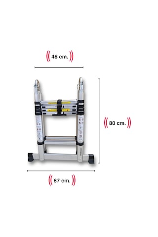 Endokon 160 + 160 Cm. - 5+5 Basamaklı Teleskopik Merdiven - A Tipi Uzayan Merdiven