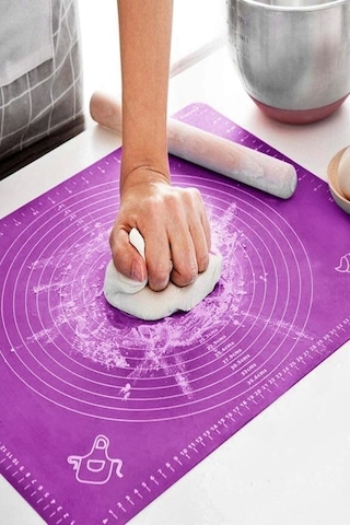 Mucit Home Silikon Hamur Açma Yoğurma Matı Pasta Fırın Altlığı, Mor Mor