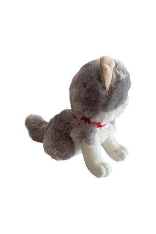 Sesli Ayakta Miyavlayan 28 Cm Peluş Kedi Oyuncak - Gri Gri