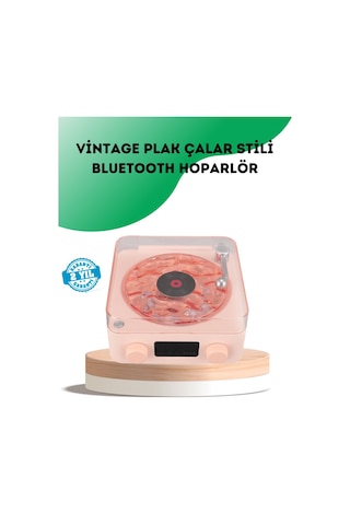 Retro Bluetooth Hoparlör - Kristal Ses Gece Lambası Saatli Tasarım Çok Renkli