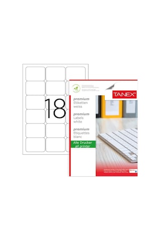 Tanex Tw-2018 Ebat 63 X 46 MM Laser Etiket A4 Sayfada 18 Etiket