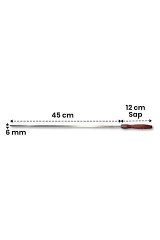 Mini Cağ Ve Döner Şişi Paslanmaz Çelik Şiş 57 Cm + 2 Adet Et Sıkıştırma Aparatı