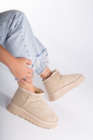 Viola Kalın Taban Bilek Boy Ugg Leopar Bej