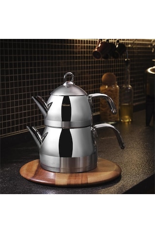 Hisar Orion İndüksiyon Tabanlı Midi Çelik Çaydanlık Inox