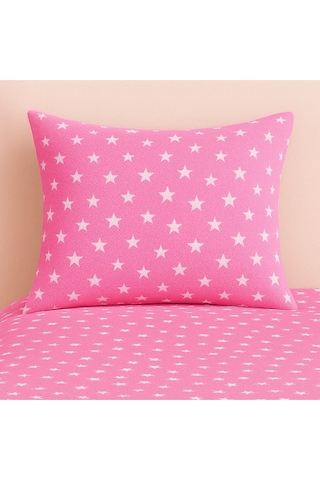 Lionas Tek Kişilik Desenli Nevresim + 1 Adet Kapaklı Yastık Kılıfı Açık Pembe