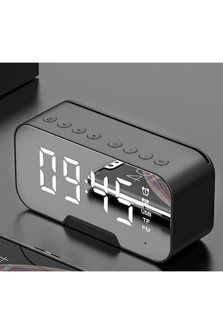 Aubyhe Siyah Dijital Alarm Saat: Bluetooth Hoparlör, Fm Radyo, Usb/sd Kart Desteği Ve Şarj Edilebilir Li-poly Pil İle Ev İçin Konfor Ve Fonksiyon