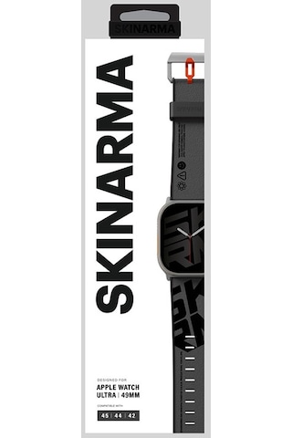 Watch Ultra Uyumlu Deri Kordon 49mm Skinarma Spunk Serisi Pu Strap Kayış Gri Gri