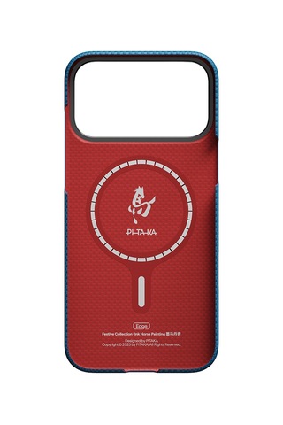 İphone 17 Pro Max Uyumlu Kılıf M-safe Özellikli Aramid Fiber Pitaka Horse Painting Serisi Kapak Mavi