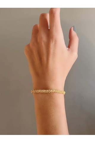 Zincir Dokuma Kordon El Yapımı Otantik Altın Kaplama Gold Renkli Bileklik