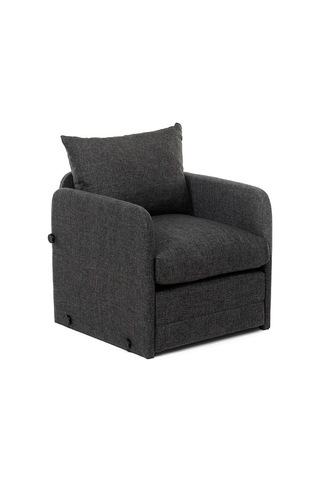 Pafu Saga Tekli Katlanır Yataklı Koltuk Keten Koyu Gri