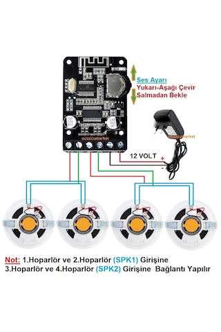 Tavan Hoparlör Seti Bluetooth Özellikli 4 Tavan Hoparlör Anfi Kullanmadan Ev-ışyerini Seslendirin
