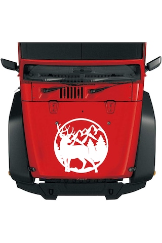 Avcı Geyik Ve Dağ Sticker - 4x4 Off Road Adventure Hunter Sticker - Araba Oto Karavan Cam Motosiklet Sticker - 02169 80x80 Cm