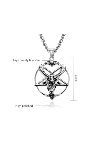 Sabbatic Baphomet Keçi Ritüel Lucifer Pentagram Kolye Gümüş