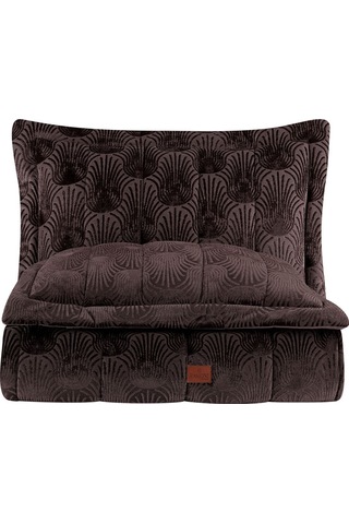 Lucianna Jakar Kadife Çift Kişilik Yatak Örtüsü Takımı Mürdüm Bej