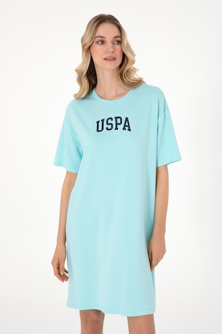 U.S. Polo Assn. Kadın Aqua Modal Karışımlı Bisiklet Yaka Mini Boy Örme Elbise 50306675-VR007