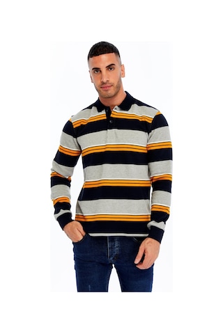Ar-ma Erkek Ribanalı Regular Fit Çizgili %95 Pamuk %5 Elastane Ringel Pike Kumaş Polo Yaka Düğmeli Sweatshirt K30554953102 Gri-g10 Gri