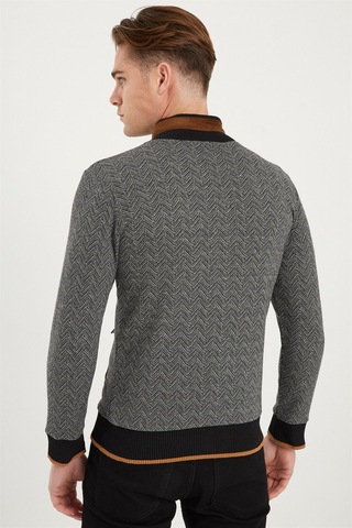1021 Dewberry Erkek Sweatshırt-balıksırtı Siyah Balıksırtı Siyah