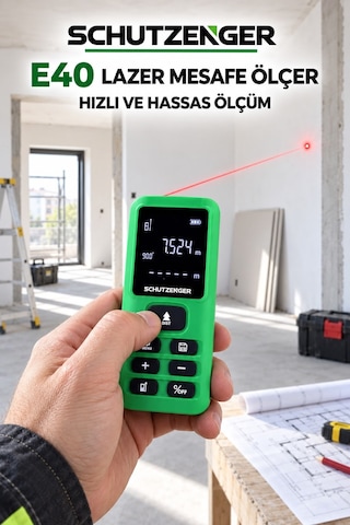 E40 Lazer Mesafe Ölçer 80 Metre Dijital Hassas Ölçüm Cihazı Çok Fonksiyonlu Yeşil Dwr