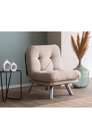 Pafu Hippo Tekli Yataklı Koltuk Keten - Krem Krem