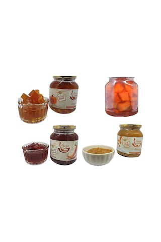 Lezize Kabak Reçeli + Ayva Reçeli + Acıbiber Reçeli + Süt Reçeli 4 x 400 G