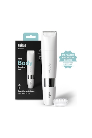 Braun Body Mini Trimmer BS1000 Islak & Kuru Vücut Tüy Kesme Makinesi + Pil + Temizleme Fırçası
