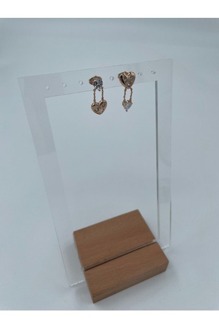 Xbaby Taşlı Kalpli Vıp Çelik Gold Küpe Gold