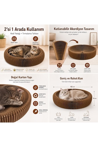 Majo Katlanabilir Yataklı Karton Tırmalama