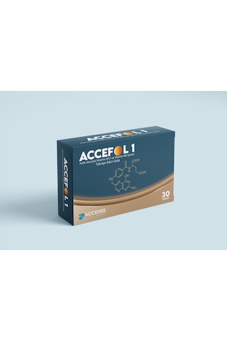 Accensis Pharma Accefol 1 Folik Asit İyot Vitamin B12 ve Vitamin B6 İçeren Takviye Edici Gıda 30 Tablet