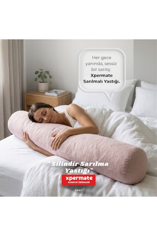 Xpermate Sarılma Yastığı Bacak Arası Yastığı Silindir 150cm Pembe
