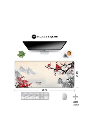 Klasse Pro - 6 Farklı Model Dikişli Kenar 70x30 Cm Oyuncu Gaming Mouse Pad Cherry Blossom