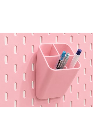 Modüler Masaüstü Pegboard Organizer Seti Kalemlik, Raf Ve Kancalı Düzenleyici Panel Ofis, Çalışma Masası Ve Hobi Alanları İçin Çok Amaçlı Organizer 124-Pembe