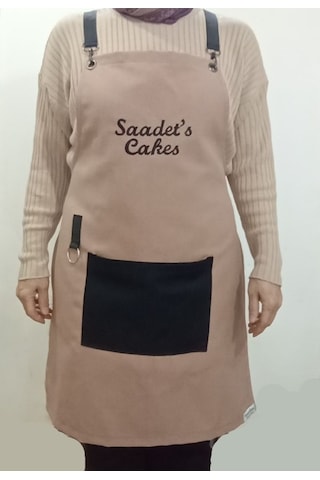 Mutfak Resim Sanat Barista Kuaför Boya Atölye İş Önlüğü Su Tutmaz Kumaş İsme Özel Kahverengi