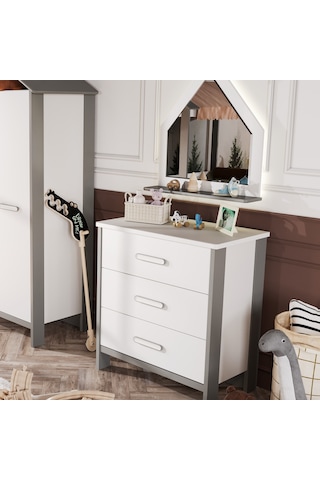 Meltem Kids Cozy Gri Çocuk Odası Şifonyer